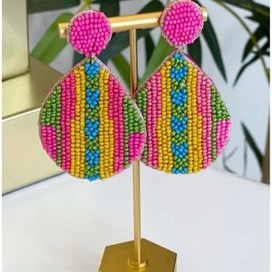 Kay Lee Colorful Beaded Teardrop Earrings NWT